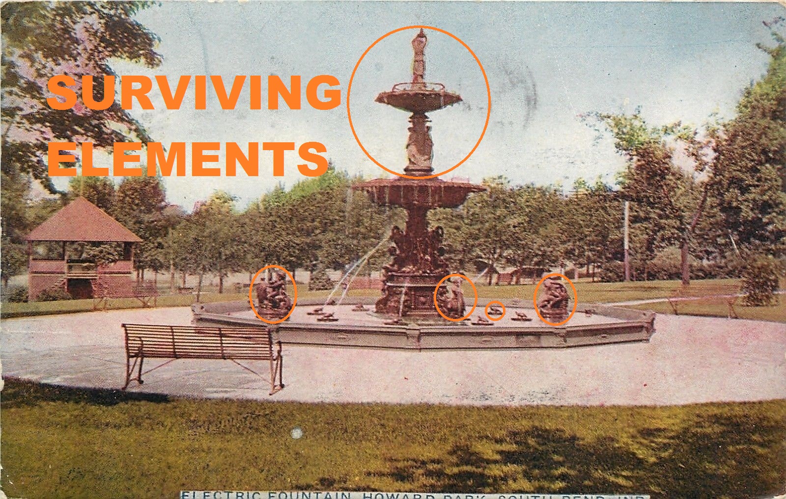 Vintage postcard of Studebaker Electric Fountain