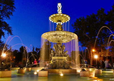 Studebaker Fountain at Sunset by Justin Hicks